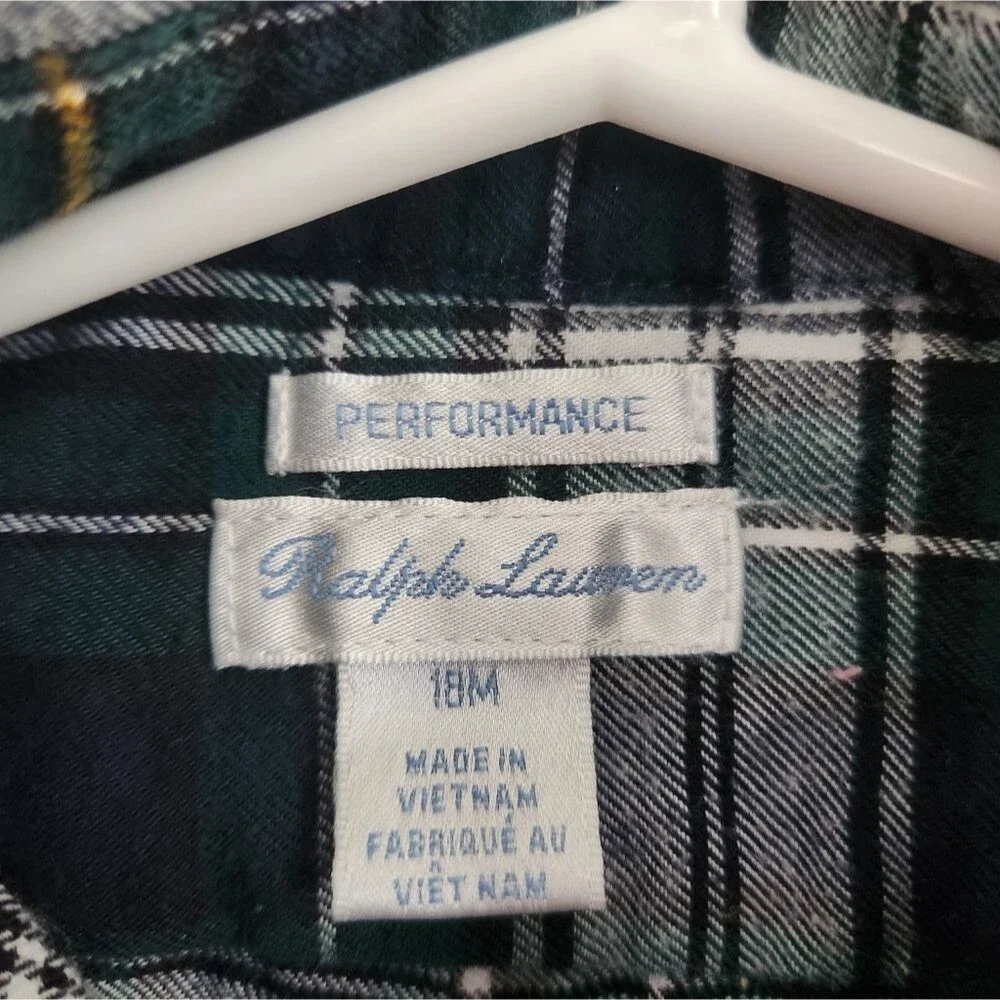 Ralph Lauren Performance Button Down Flannel Size 18 Months